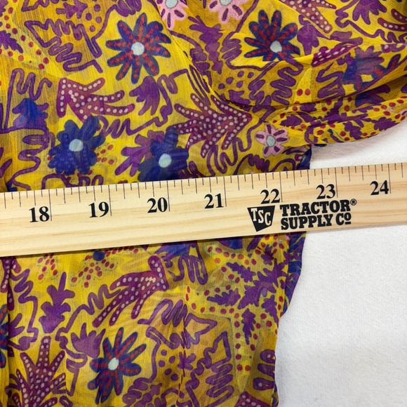 Anthropologie The Marais Printed Chiffon Maxi Floral Dress Long Sleeve Large - Picture 6 of 9